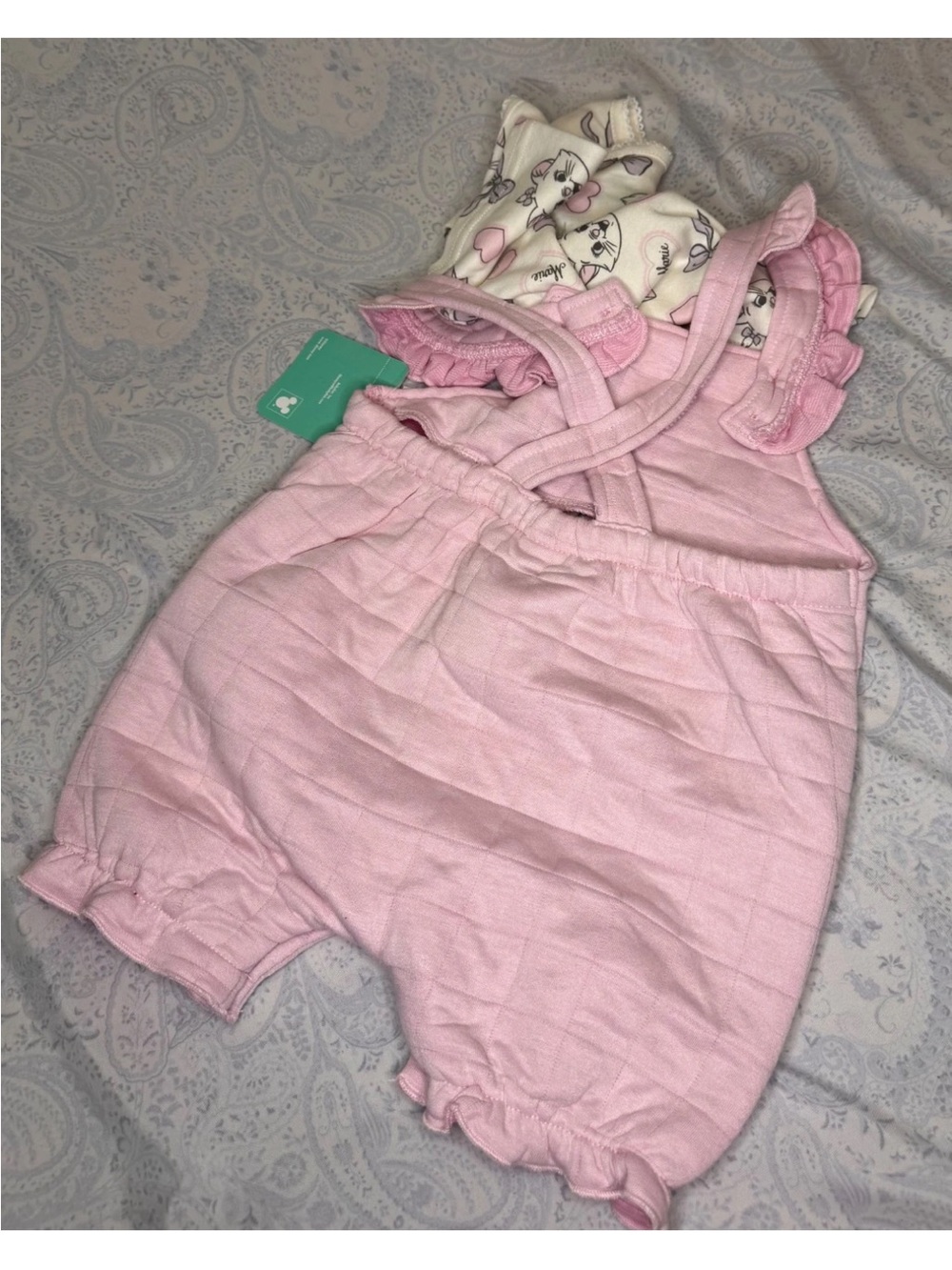 Disney The Aristocats Pink Quilted Shorts Romper with Short Sleeve Tee - Picture 5 of 8